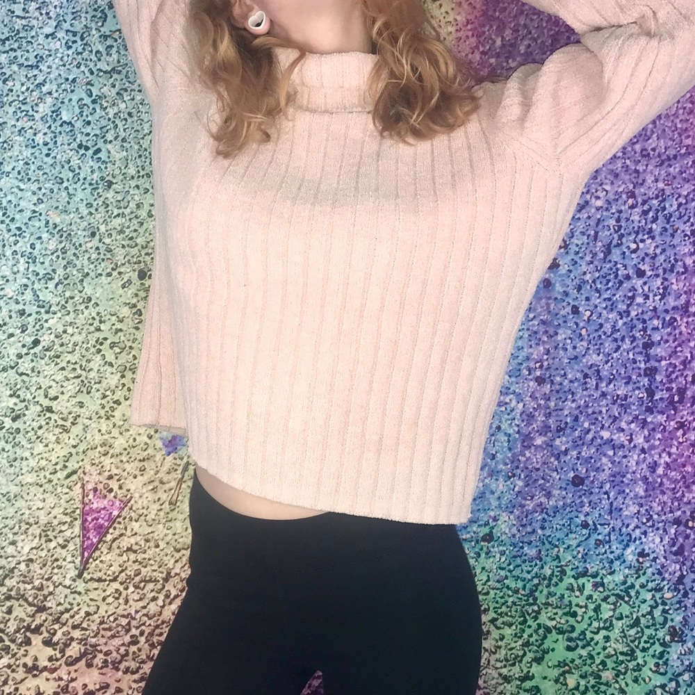 Pastel Pink Baby Pink Teddy Coat Soft Knit Sweater